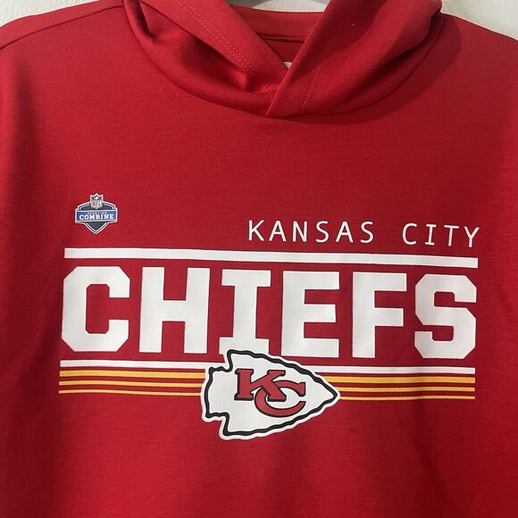 KANSAS CITY CHIEFS Combine Short Sleeve Hoodie Size XL Red NEW Football Sports - Picture 2 of 8
